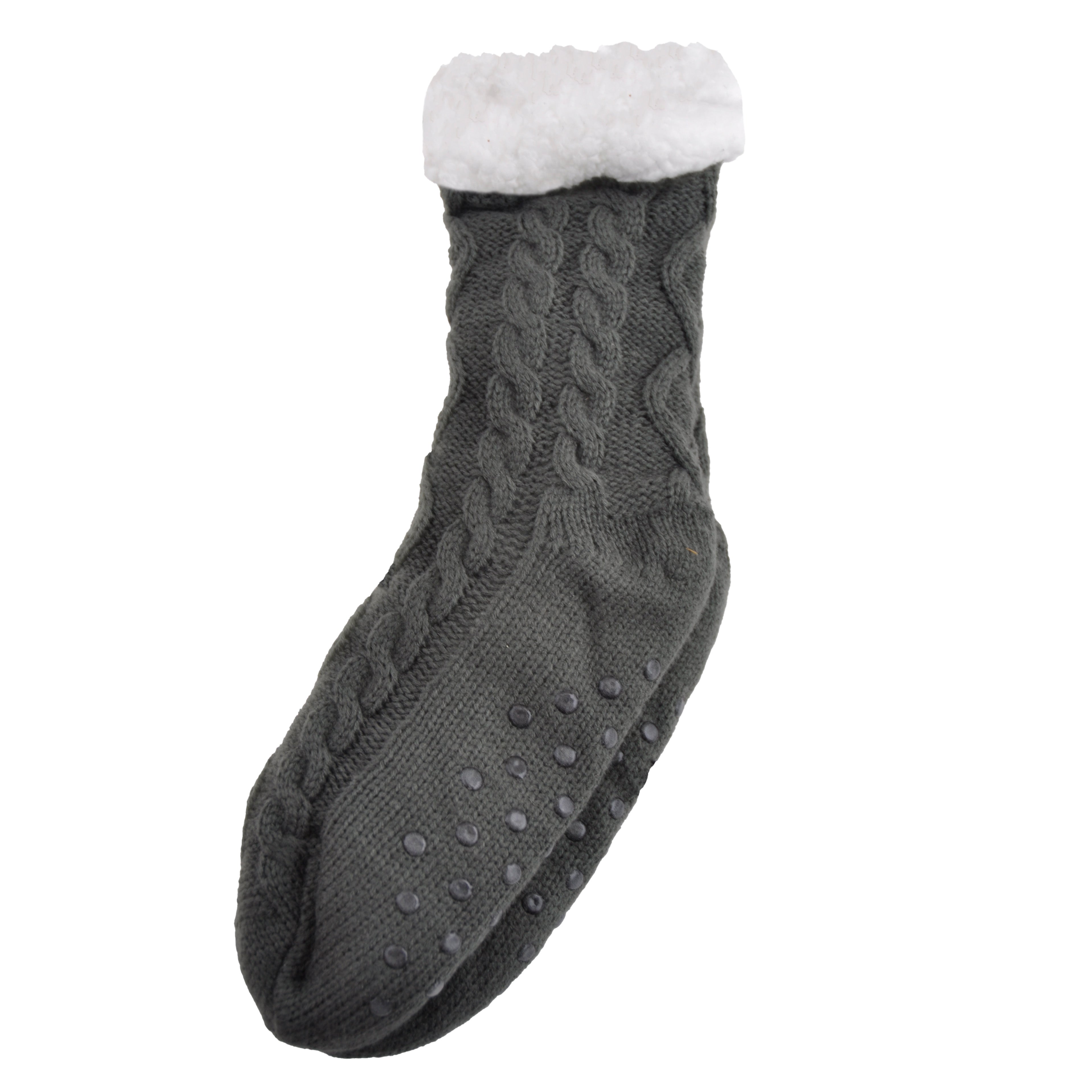 Slipper Sock - Charcoal Cable
